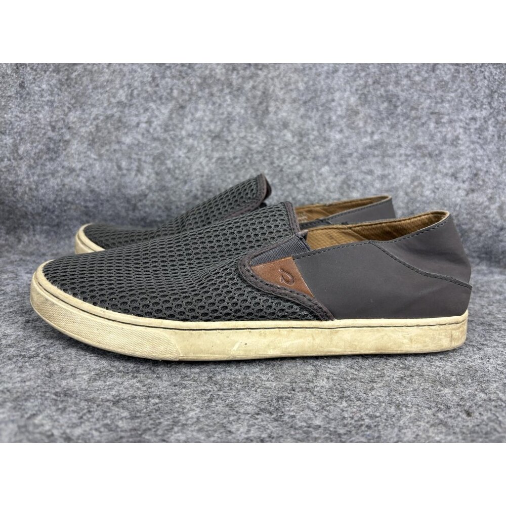 OluKai Shoes Womens Size 10 Gray Black Mesh Slip-On Casual Comfort Loafer Boat